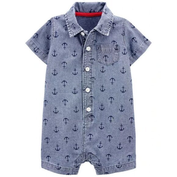 CARTER'S Baby Boy Anchor Romper Blue Size Newborn - Picture 1 of 2